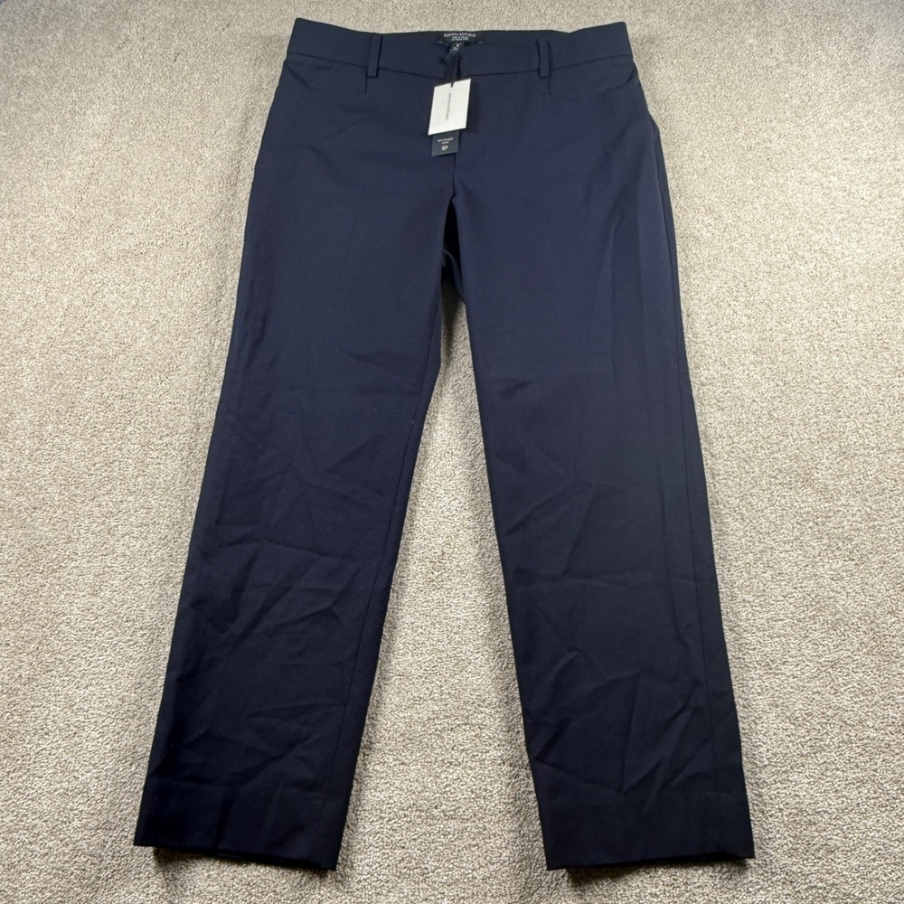 Banana Republic Womens 8P Navy Blue Slim Straight Ankle Pants Petite Wool Blend